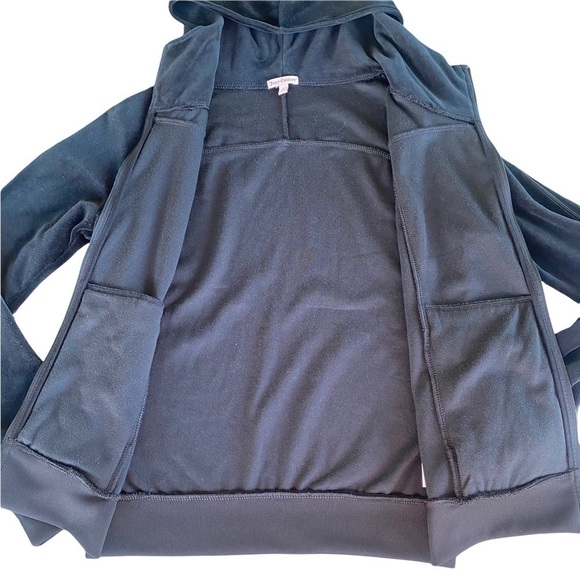 Juicy Couture Black Velour Full Zip Track Hoodie High Neck Bling Rhinestone Sml - Picture 5 of 12